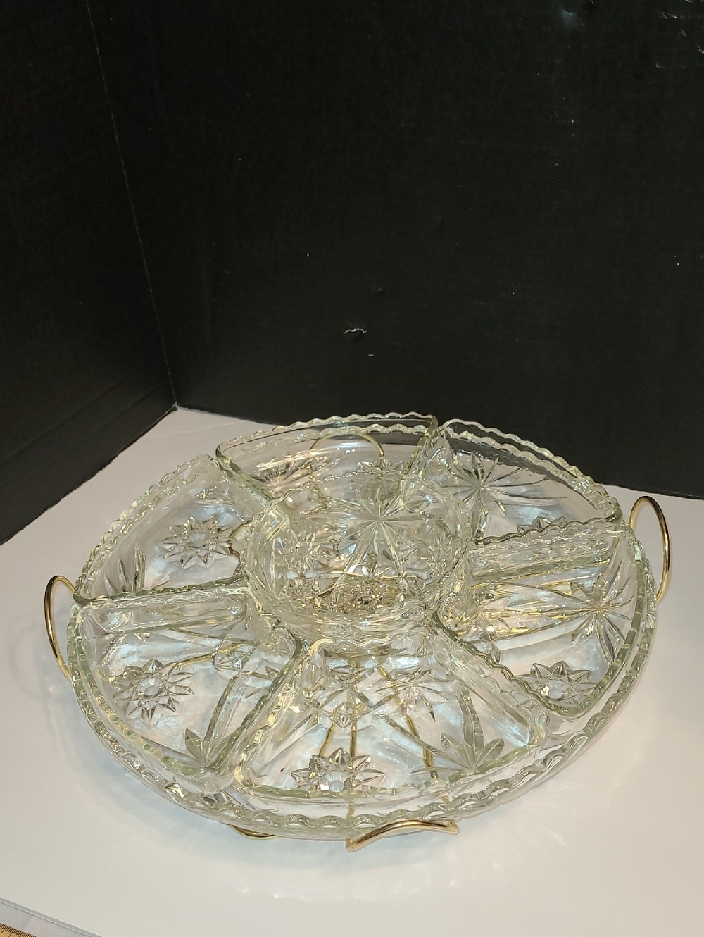 Vintage Anchor Hocking "Early American Prescut" (EAPC) glass lazy susan.